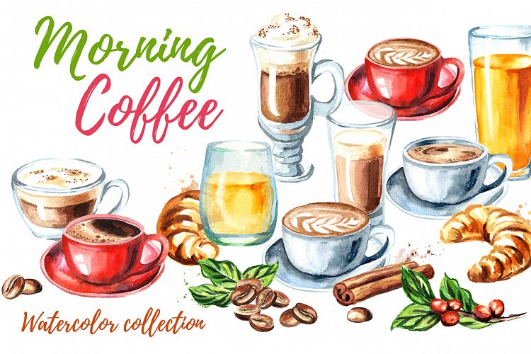 Morning coffee. Watercolor