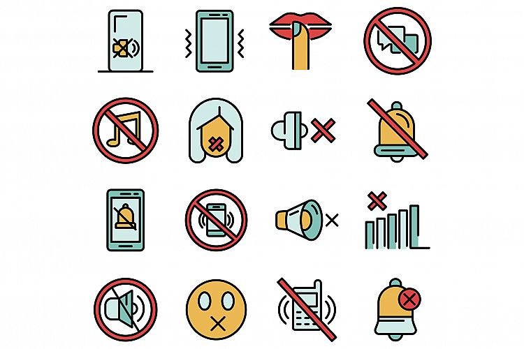 Silence icons vector flat example image 1