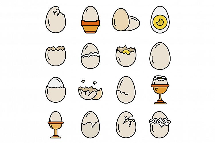 Eggshell icons set vector flat