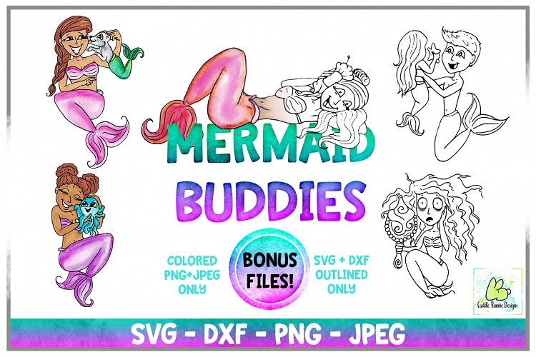 Mermaid Nautical Clipart, SVG, PNG, Watercolor, Sublimation