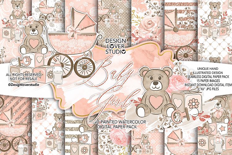 Baby Girl digital paper pack