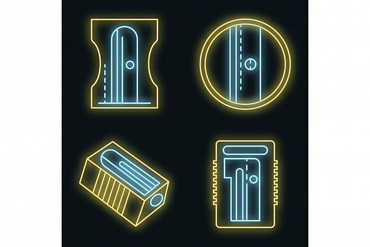 Sharpener icons set vector neon example image 1