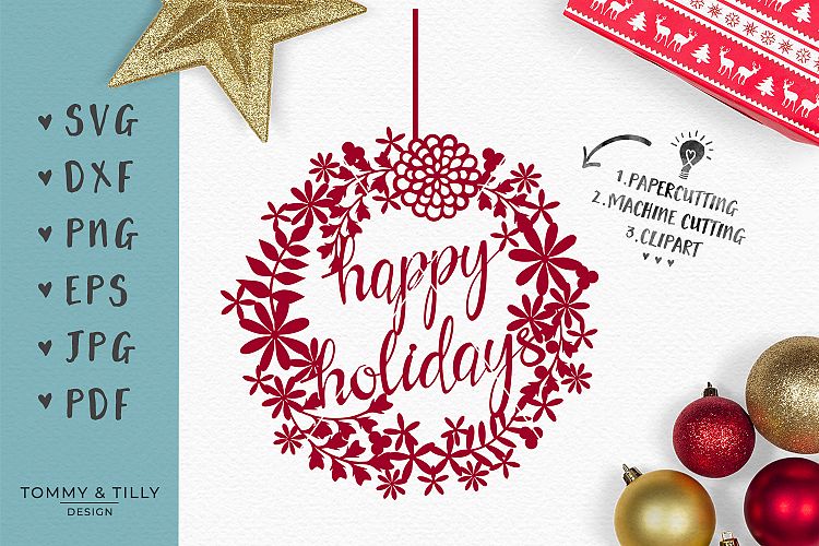 Happy Holidays - SVG EPS DXF PNG PDF JPG Cut File