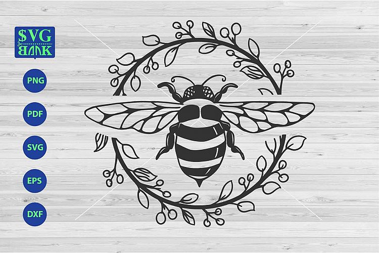 Download Bee Svg file, bumblebee svg, bee with flower frame (326291) | SVGs | Design Bundles