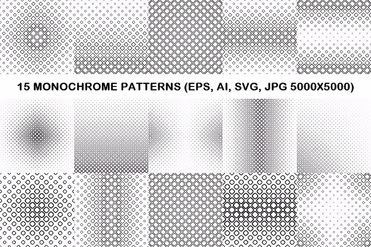 15 square patterns (EPS, AI, SVG, JPG 5000x5000)