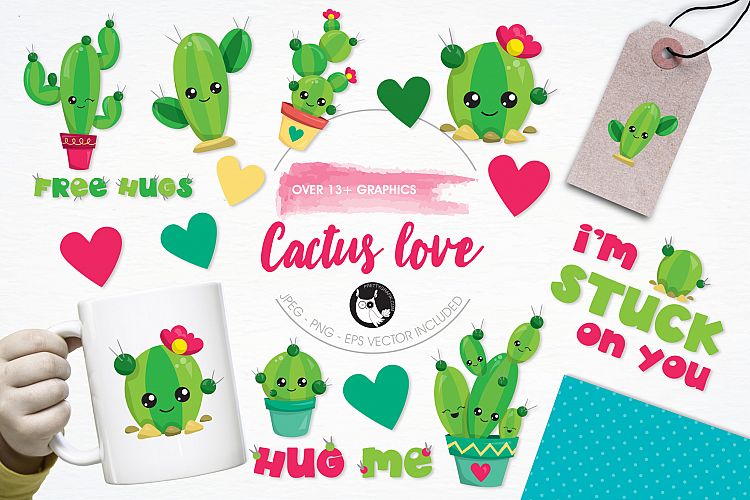 Cactus Love graphics and illustrations