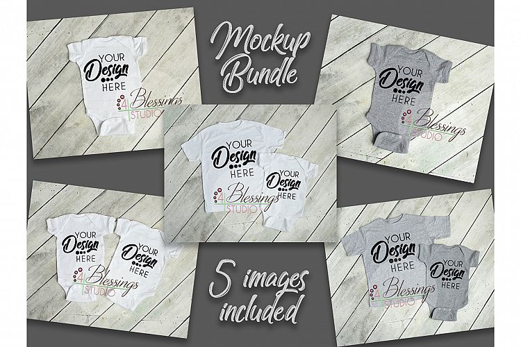 Baby Mockup Bundle Blank Bodysuit Tshirt Mockups Blank White