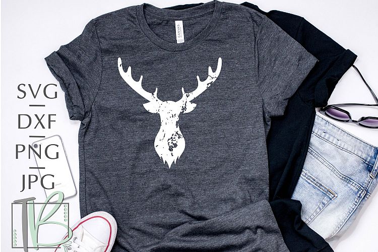 Grunge Deer Head SVG