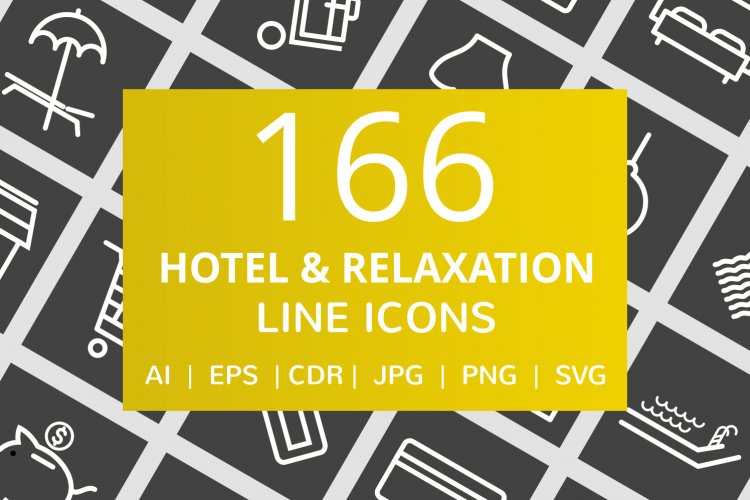 166 Hotel   Relaxation Line Inverted Icons