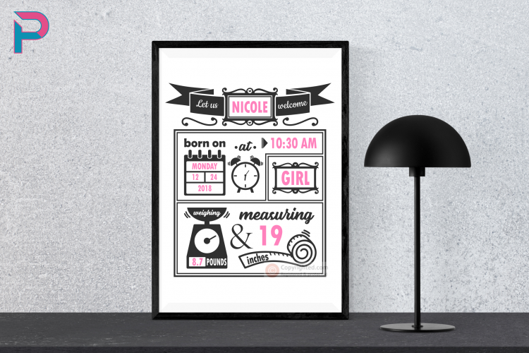birth stats svg, birth stats template, baby stats svg