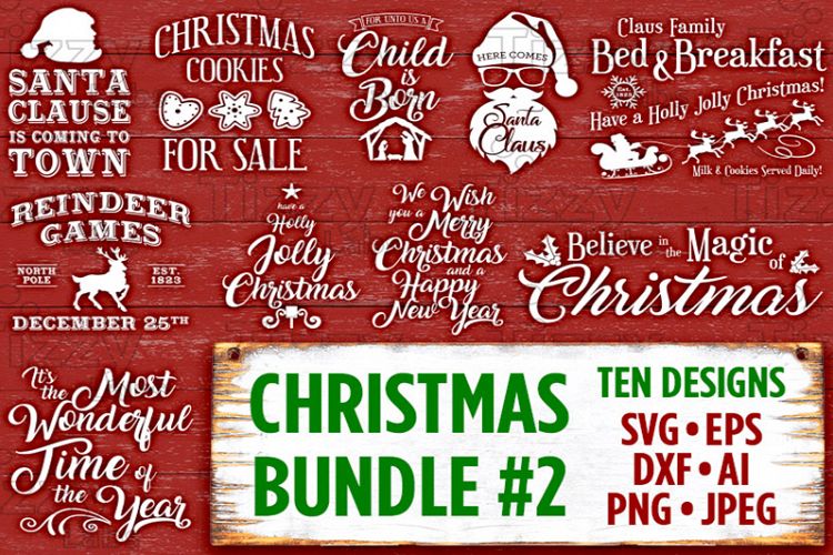 Christmas Bundle 2 SVG Files - Svg Files for Cricut Christmas Svg Files for Silhouette Christmas Christmas SVG Bundle Holiday SVG Files - 502