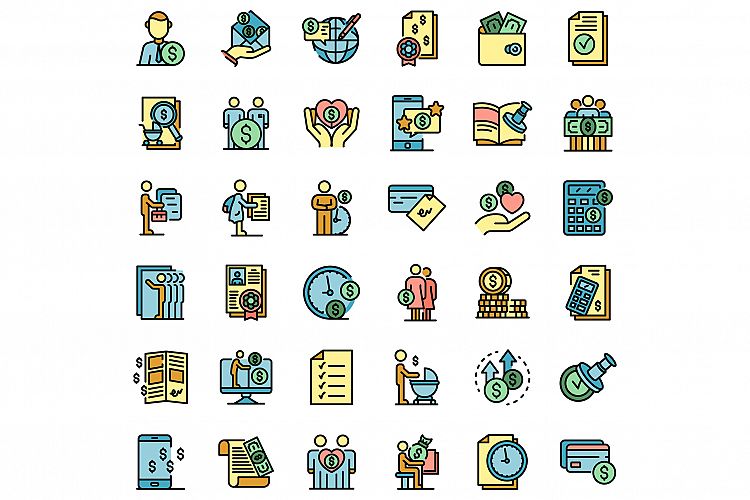 Allowance icons set vector flat example image 1