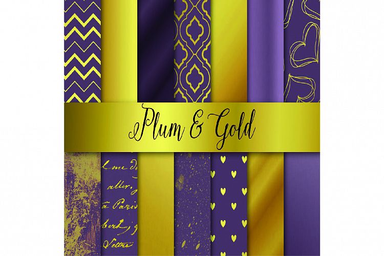 Plum   Gold Christmas Wedding Paper Pack
