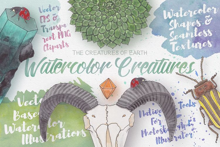 Watercolor Creatures vol. 1 example image 1