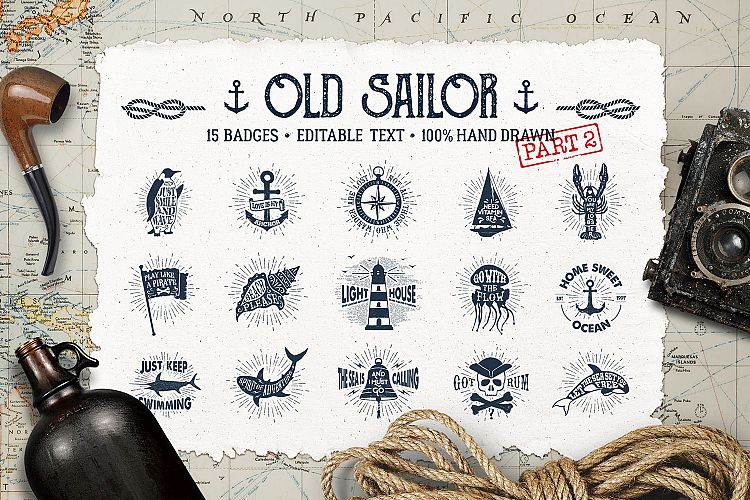 Old Sailor. Vintage Badges. Vol.2