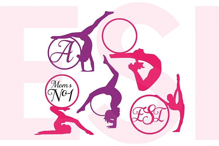 Gymnast Silhouette Monogram Designs Set