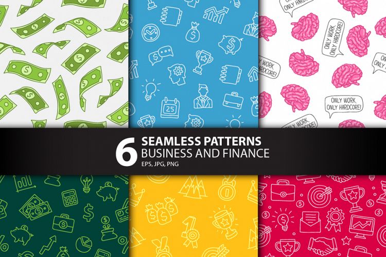 6 Business and Finance Seamless Patterns example image 1