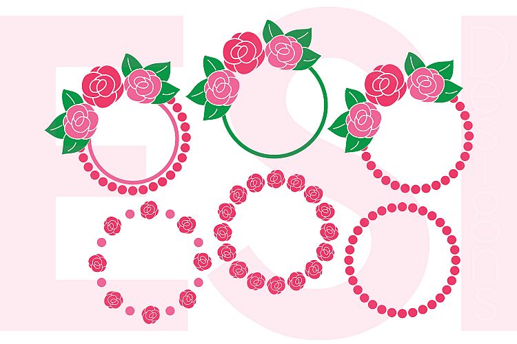 Rose Circle Monogram Frame Designs (2188) | SVGs | Design Bundles