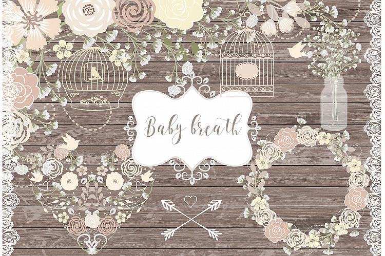 Vector Rustic babys breath wedding clip arts