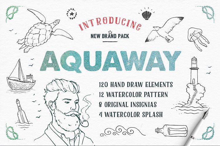 AquaWay — watercolored vector pack