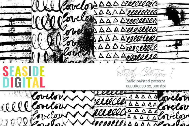 Sketchy Patterns 1 - Black and White