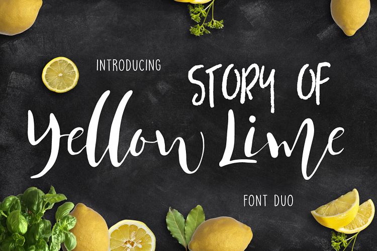 Yellow Lime Font Duo + Vector Doodle
