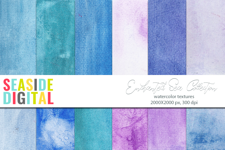 Watercolor Textures Enchanted Sea Collection