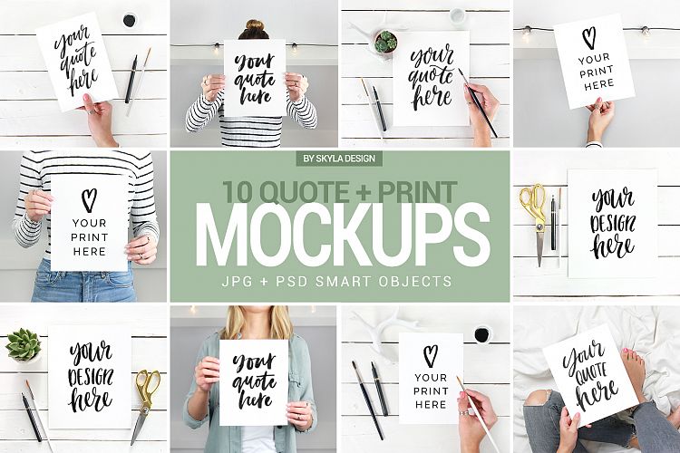 Quote & print mockup bundle, feminine styled stock photo