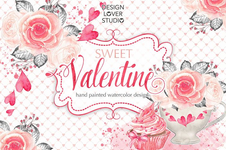 Watercolor Sweet Valentine design