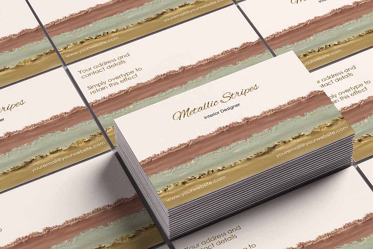 Metallic Rose Gold, Gold and Silver Business Card Template