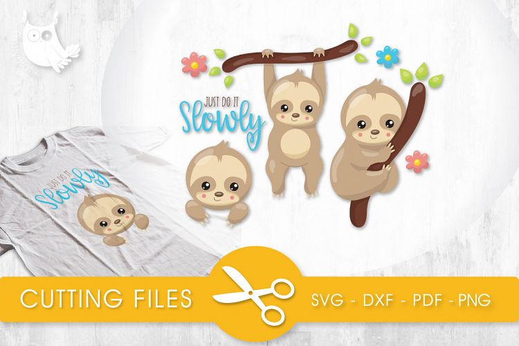 Slow Sloths cutting files svg, dxf, pdf, eps included - cut files for cricut and silhouette - Cutting Files SG