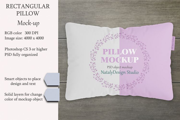 Square pillow mockup. Product mockup.