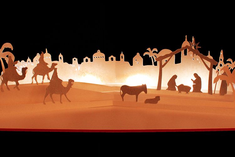 Nativity scene simple style pop up card