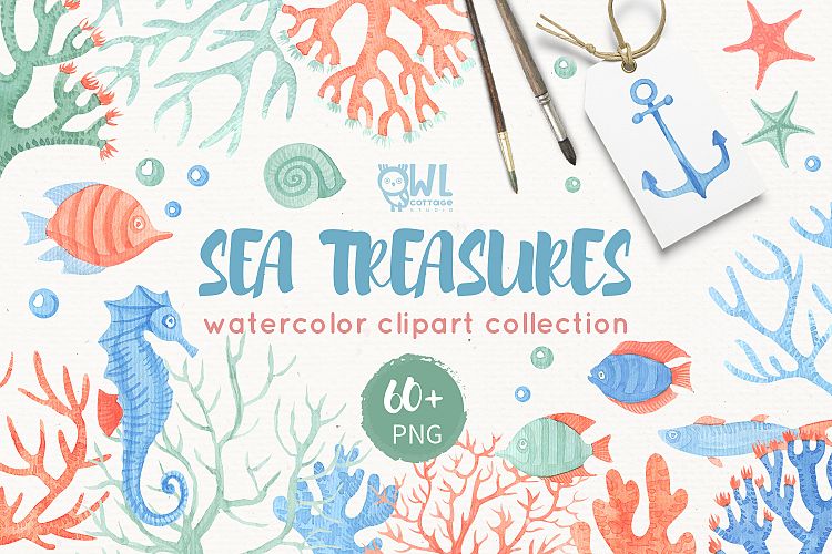 Sea inhabitants clipart collection