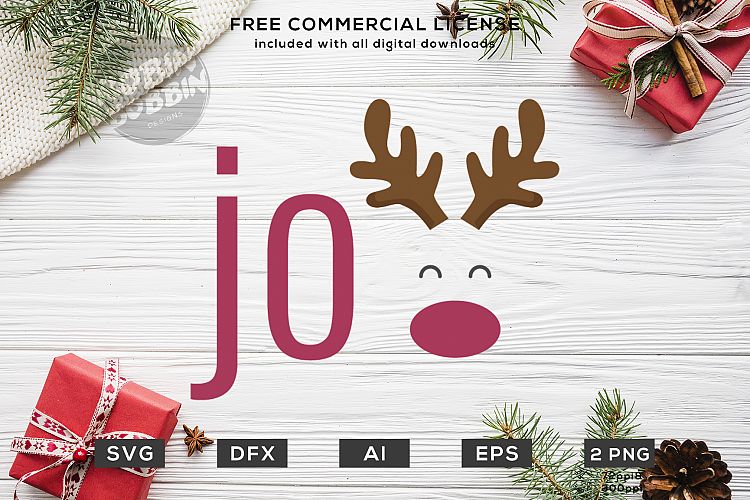 JOY Reindeer Christmas Design SVG EPS AI PNG DXF