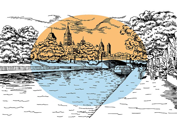 Canada Ottawa line art illustration vector