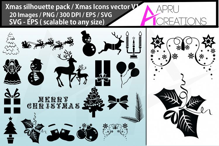 x mas svg silhouette / christmas svg silhouette bundle