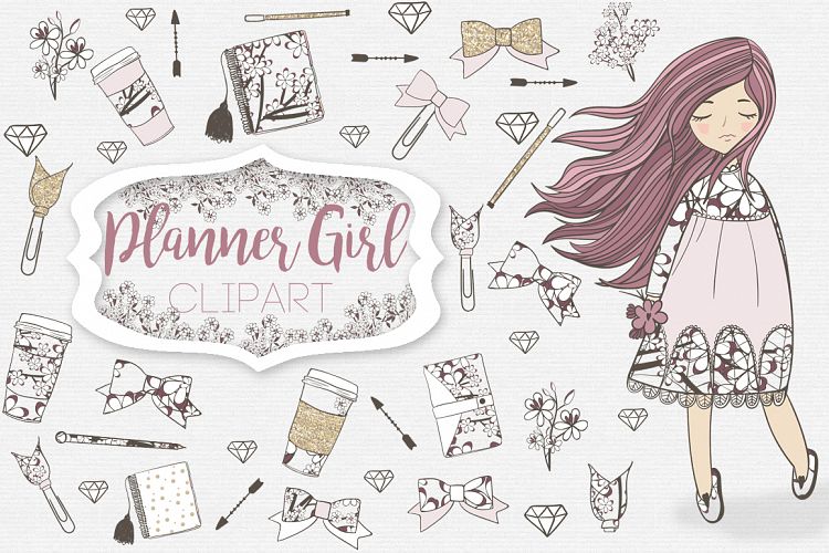 Planner Girl Clipart