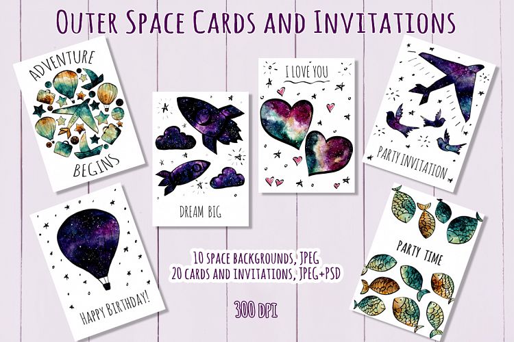Outer Space Cards and Invitations example image 1
