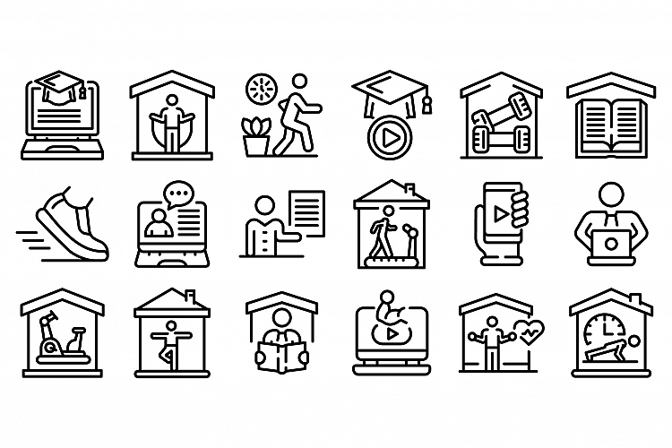 Home training icons set, outline style example image 1