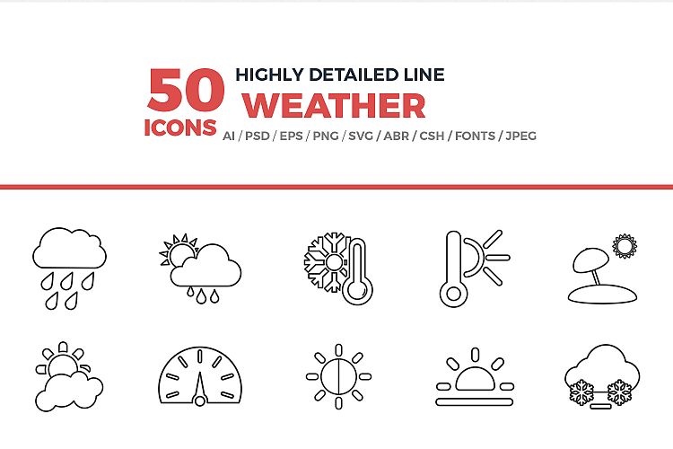 Weather Line Icons Set