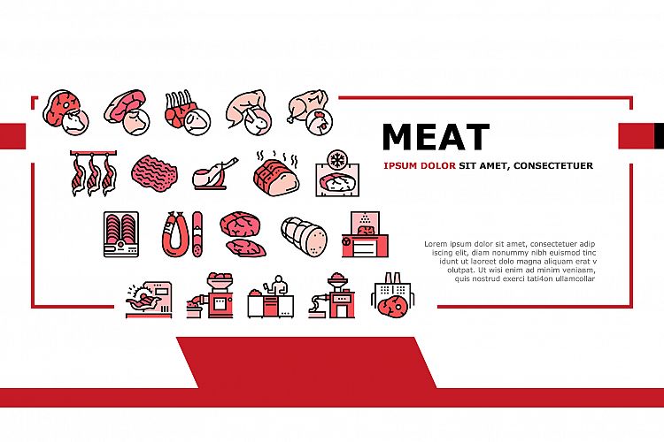 Meat Factory Product Landing Header Vector example image 1