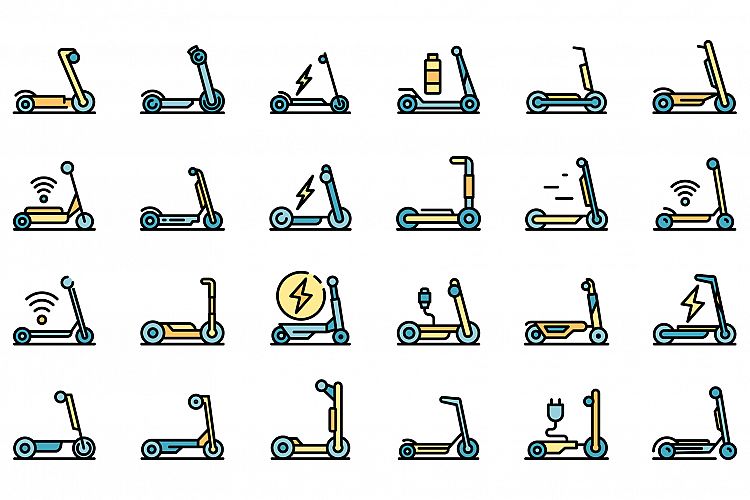 Electric scooter icons set vector flat example image 1