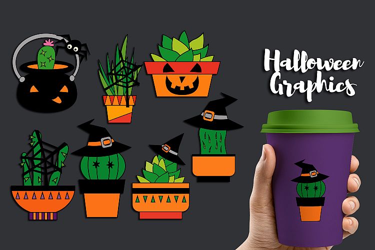 Halloween cactus, Succulent cacti clip art graphics