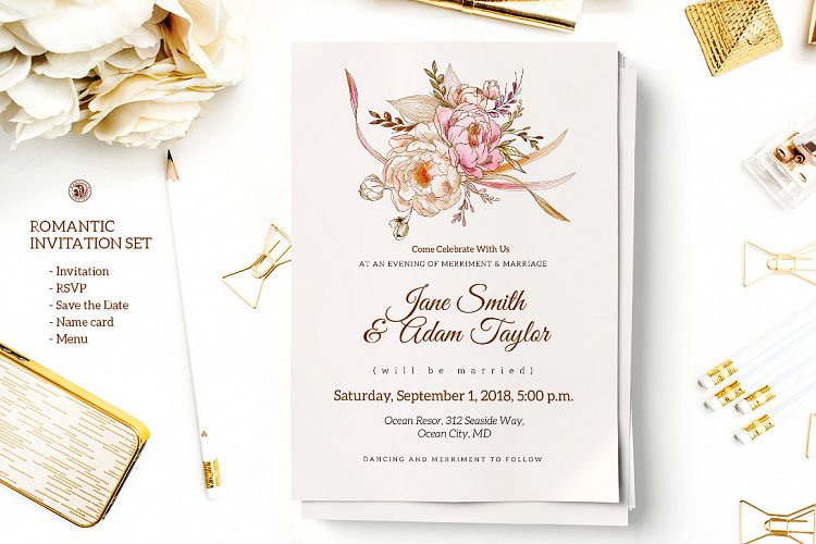 Romantic Wedding Invitation Set