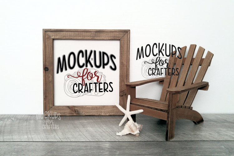 Download MOCK-UP REVERSE CANVAS 10x10, Adirondack chair and seashells (282220) | Decorative | Design Bundles