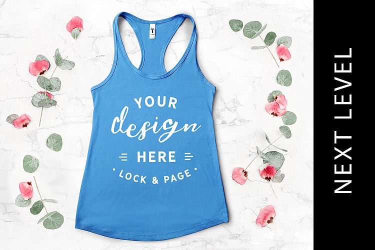 Turquoise Next Level 1533 Tank Top Mockup Romantic Flat Lay