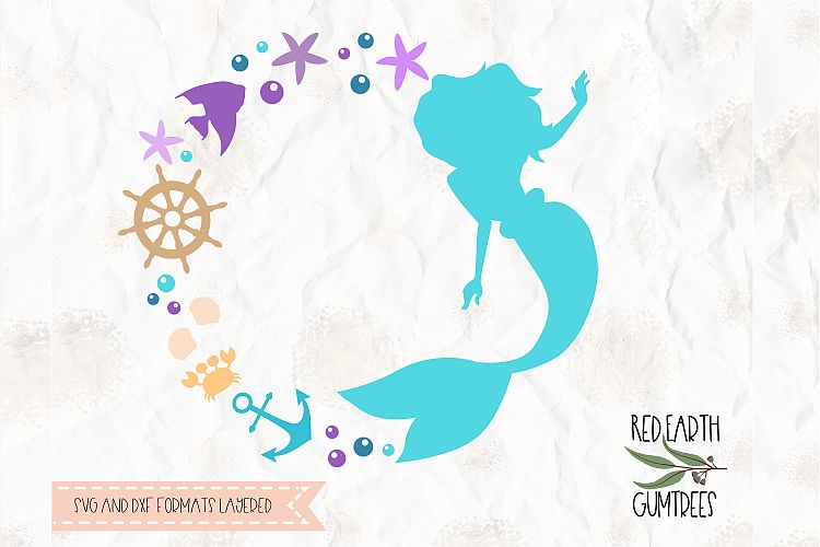 Mermaid monogram frame, Mermaid in SVG,DXF, PNG,EPS formats