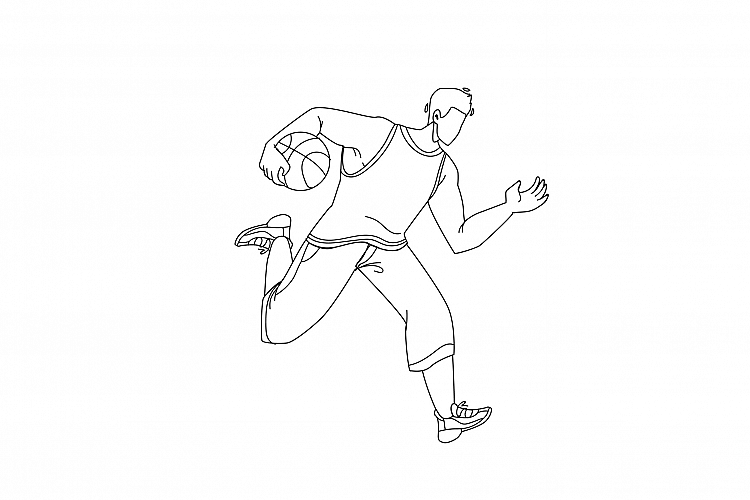 Basketball Player Man Running With Ball Vector