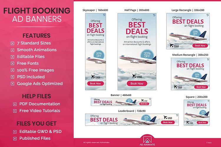 Tour & Travel | Flight Booking Banner Ad Template - TT001